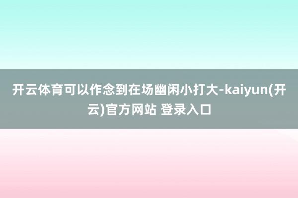 开云体育可以作念到在场幽闲小打大-kaiyun(开云)官方网站 登录入口