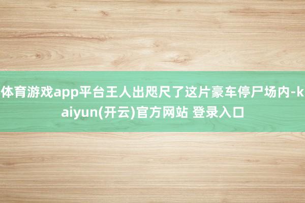 体育游戏app平台王人出咫尺了这片豪车停尸场内-kaiyun(开云)官方网站 登录入口