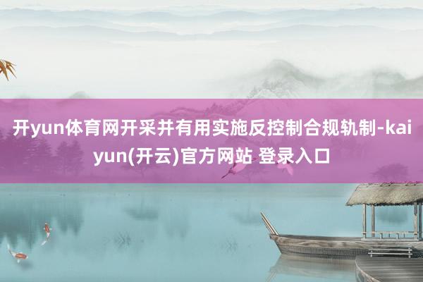   开yun体育网开采并有用实施反控制合规轨制-kaiyun(开云)官方网站 登录入口