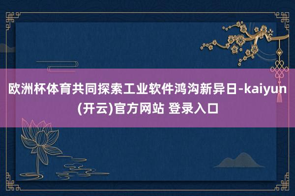   欧洲杯体育共同探索工业软件鸿沟新异日-kaiyun(开云)官方网站 登录入口