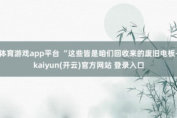   体育游戏app平台 “这些皆是咱们回收来的废旧电板-kaiyun(开云)官方网站 登录入口